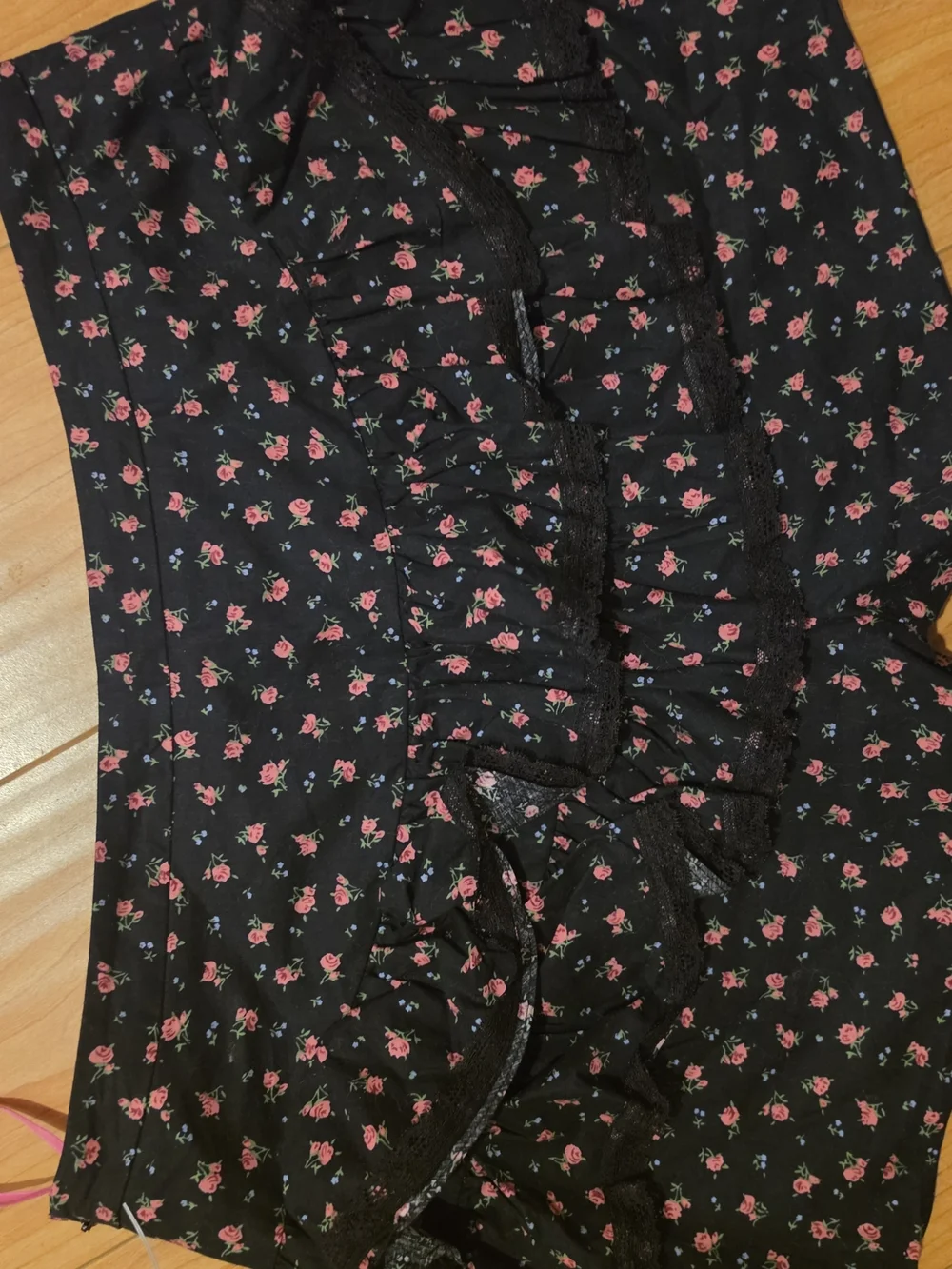Betsey Johnson Black Shorts with Pink Floral Print